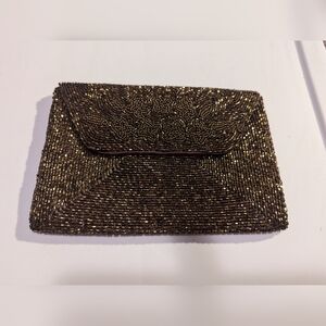 🤎 Richere Bag Vintage Beaded Clutch Gold Snap New Years Eve Holiday